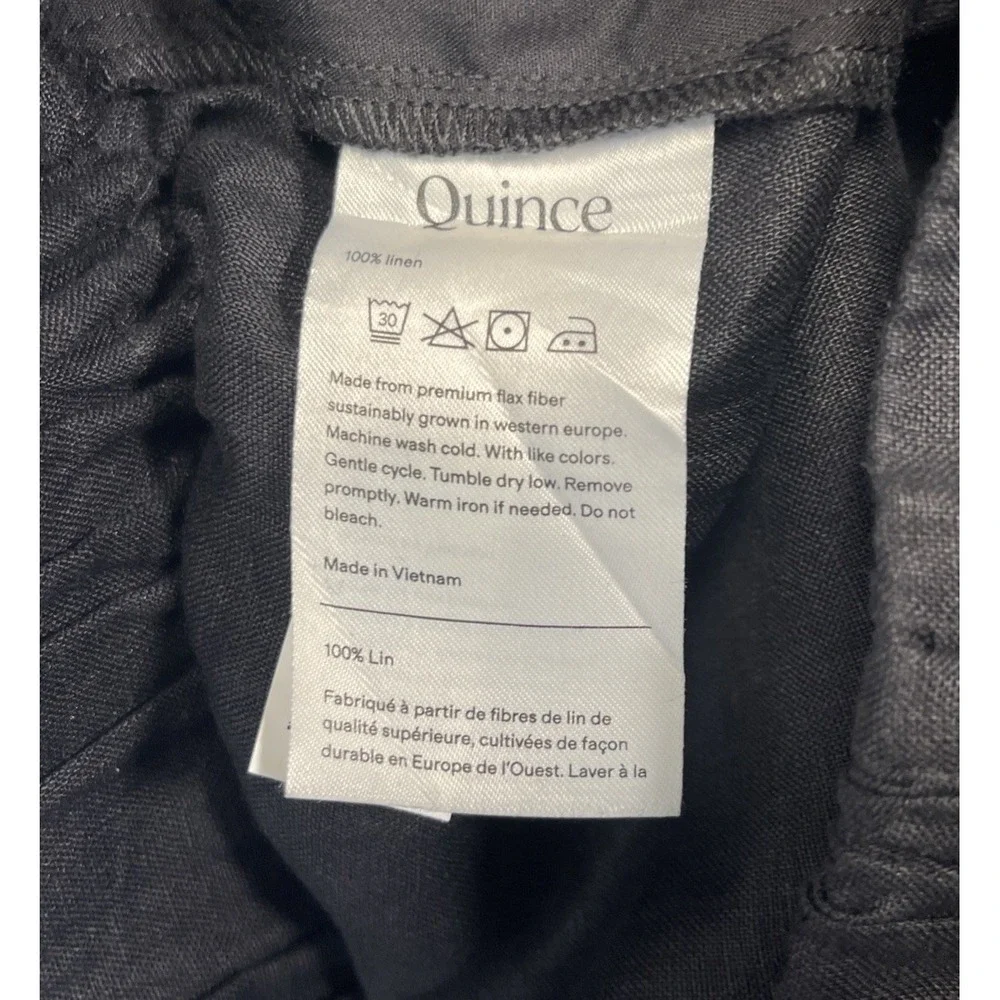 Quince Women 100% European Linen Pleated Trousers Black Sz 2 Office Workwear